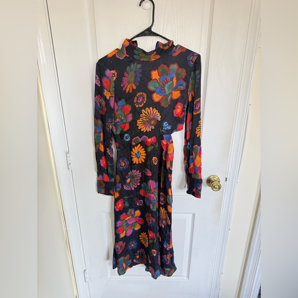 Farm Rio Lily’s Garden Floral High Neck Midi Dress - Picture 4 of 9